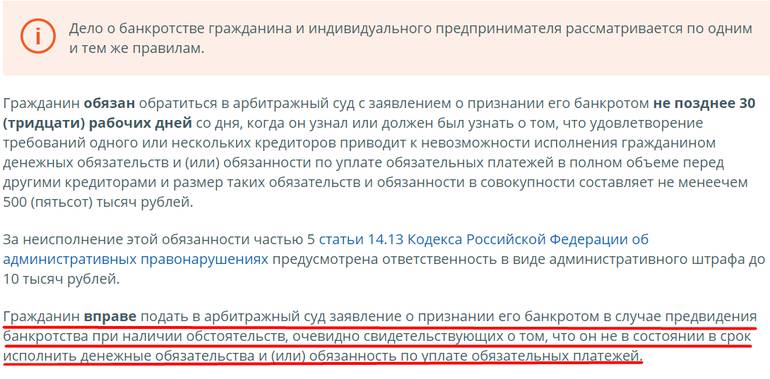 Право на банкротство ИП